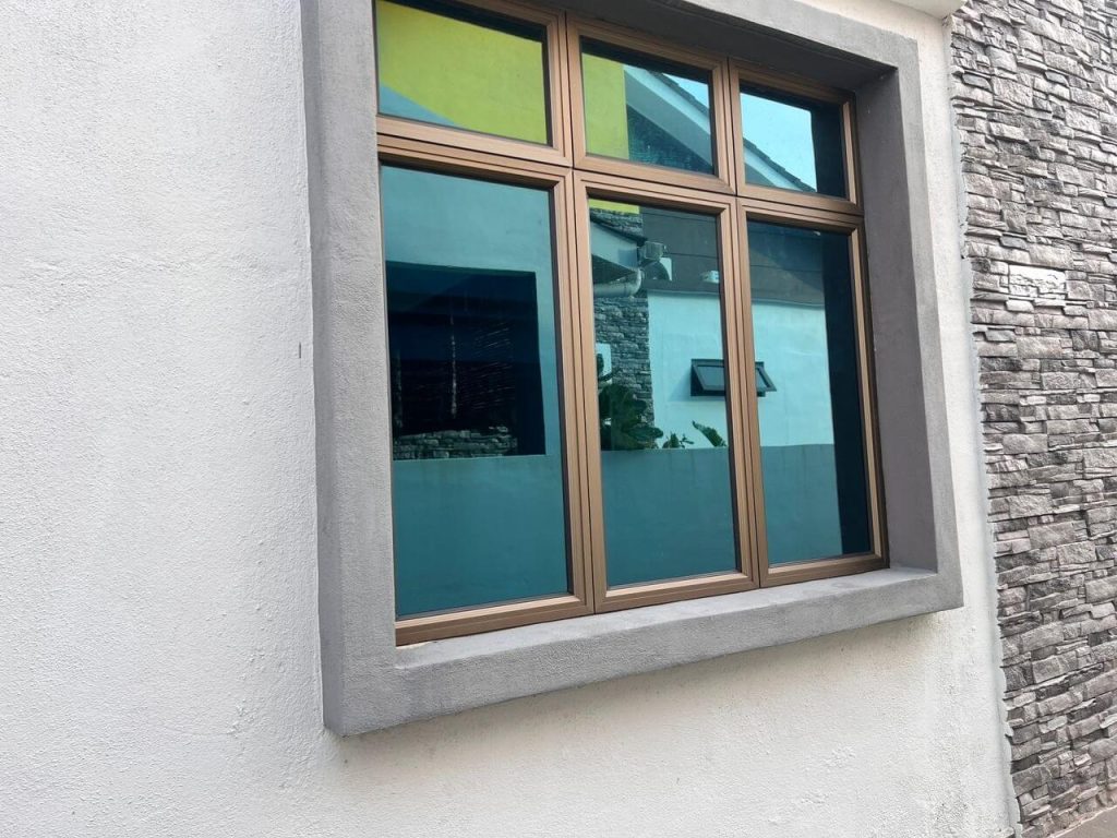 TINTED MASJID CERMIN TINGKAP KAYU ARA